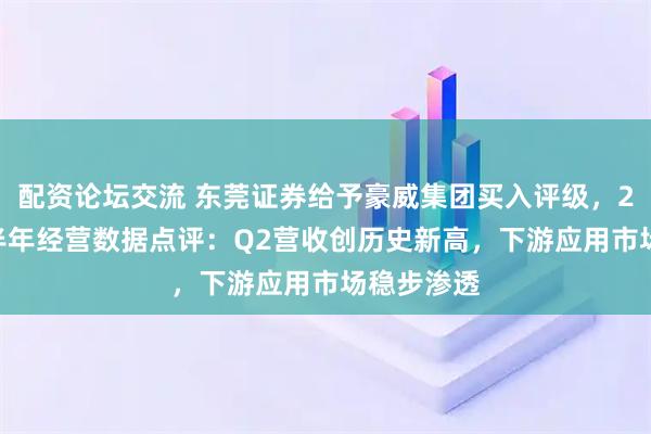 配资论坛交流 东莞证券给予豪威集团买入评级，2025年上半年经营数据点评：Q2营收创历史新高，下游应用市场稳步渗透